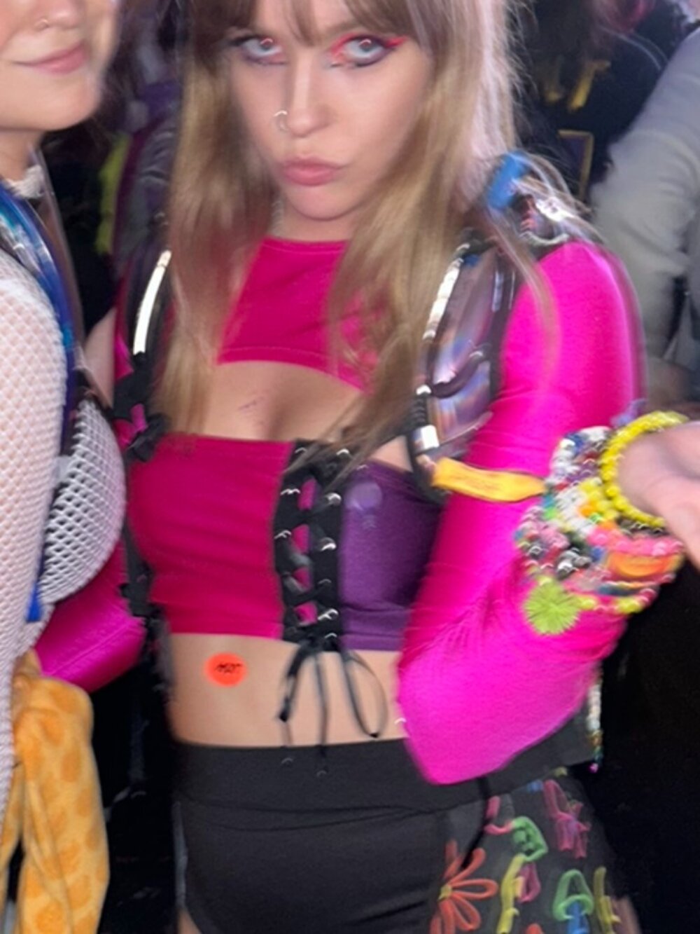 Neon Pink Shawl and Bandeau Festival Top